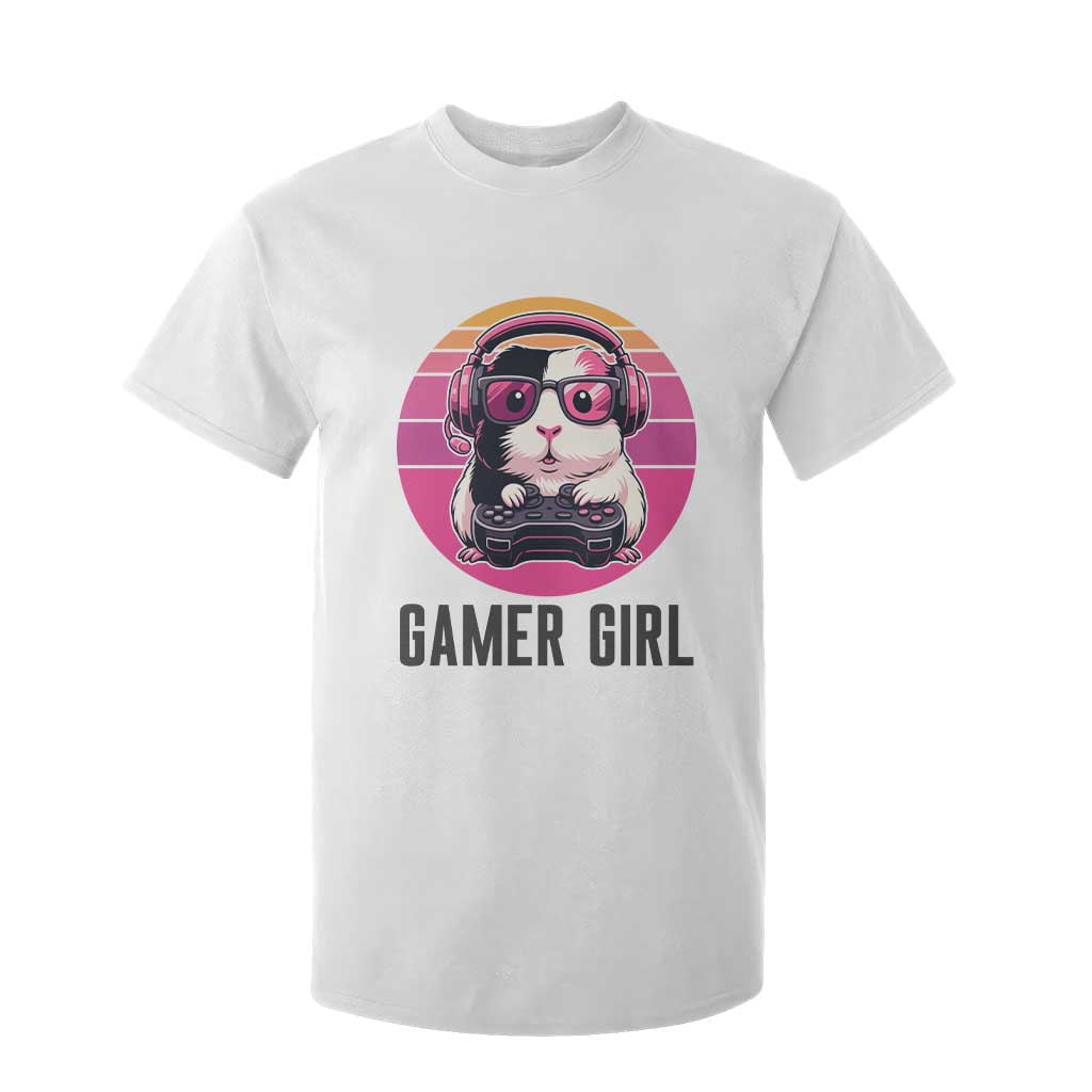 Funny Guinea Pig Video Game Rodent Lover T Shirt For Kid Gamers Girl Sunset Retro Gift TS12 White Print Your Wear