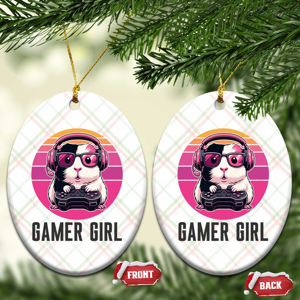 Funny Guinea Pig Video Game Rodent Lover Ceramic Ornament Gamers Girl Sunset Retro Gift TS12 Print Your Wear