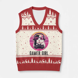 Funny Guinea Pig Video Game Rodent Lover V-Neck Knit Sweater Vest Gamers Girl Sunset Retro Gift TS12 Beige Red Print Your Wear
