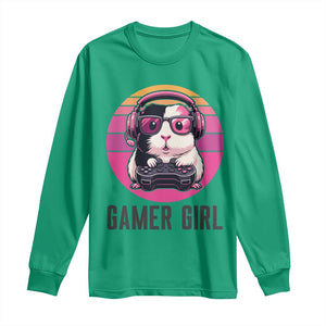 Funny Guinea Pig Video Game Rodent Lover Long Sleeve Shirt Gamers Girl Sunset Retro Gift TS12 Irish Green Print Your Wear