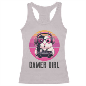 Funny Guinea Pig Video Game Rodent Lover Racerback Tank Top Gamers Girl Sunset Retro Gift TS12 Ice Gray Print Your Wear