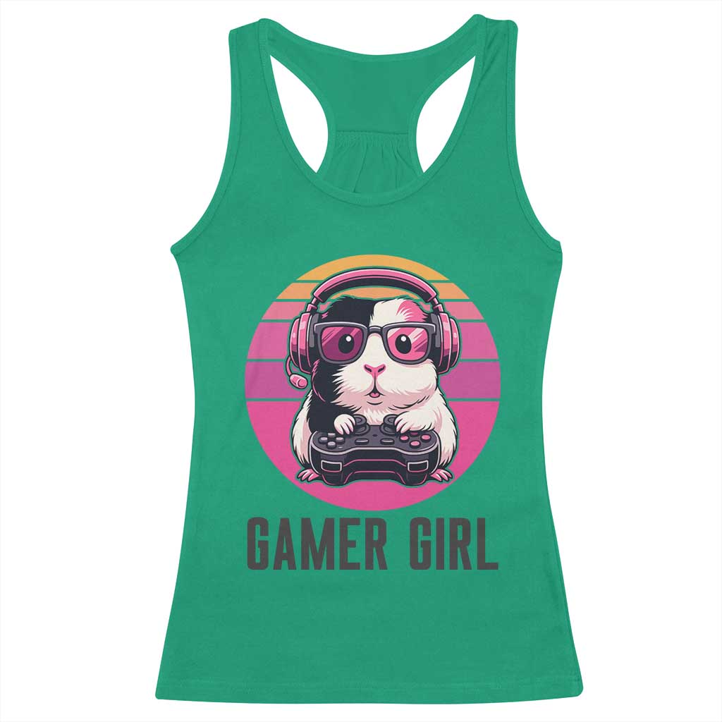 Funny Guinea Pig Video Game Rodent Lover Racerback Tank Top Gamers Girl Sunset Retro Gift TS12 Irish Green Print Your Wear
