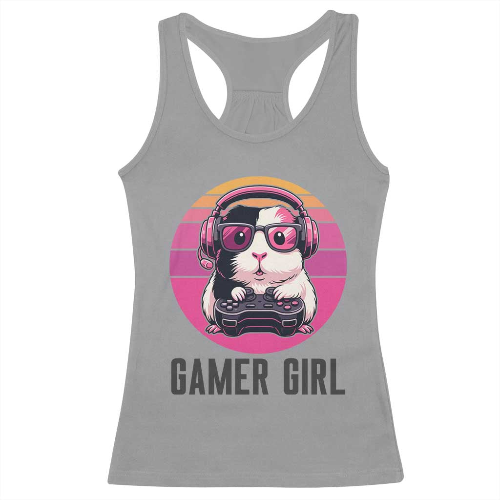 Funny Guinea Pig Video Game Rodent Lover Racerback Tank Top Gamers Girl Sunset Retro Gift TS12 Sport Gray Print Your Wear
