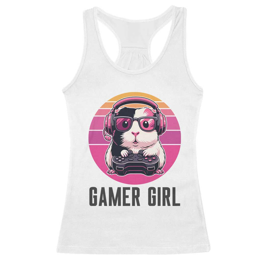 Funny Guinea Pig Video Game Rodent Lover Racerback Tank Top Gamers Girl Sunset Retro Gift TS12 White Print Your Wear