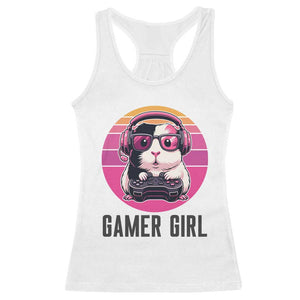 Funny Guinea Pig Video Game Rodent Lover Racerback Tank Top Gamers Girl Sunset Retro Gift TS12 White Print Your Wear