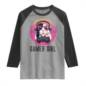 Funny Guinea Pig Video Game Rodent Lover Raglan Shirt Gamers Girl Sunset Retro Gift TS12 Sport Gray Black Print Your Wear