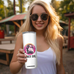 Funny Guinea Pig Video Game Rodent Lover Skinny Tumbler Gamers Girl Sunset Retro Gift TS12 Print Your Wear