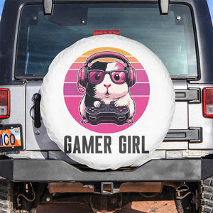 Funny Guinea Pig Video Game Rodent Lover Spare Tire Cover Gamers Girl Sunset Retro Gift TS12 No hole White Print Your Wear