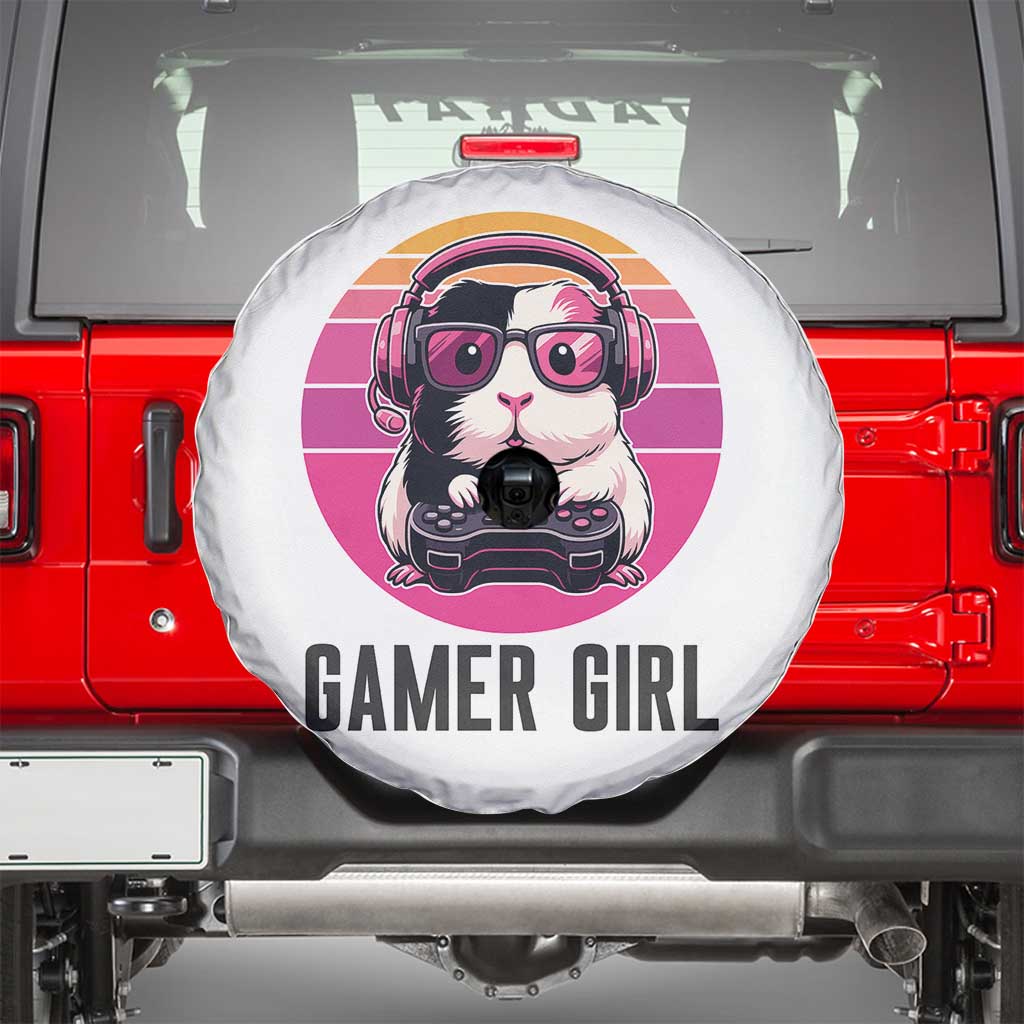 Funny Guinea Pig Video Game Rodent Lover Spare Tire Cover Gamers Girl Sunset Retro Gift TS12 White Print Your Wear