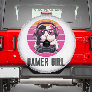 Funny Guinea Pig Video Game Rodent Lover Spare Tire Cover Gamers Girl Sunset Retro Gift TS12 White Print Your Wear