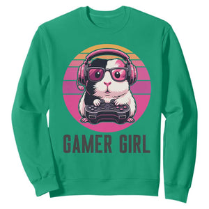 Funny Guinea Pig Video Game Rodent Lover Sweatshirt Gamers Girl Sunset Retro Gift TS12 Irish Green Print Your Wear