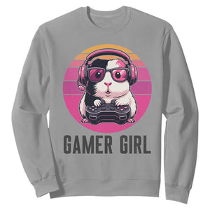 Funny Guinea Pig Video Game Rodent Lover Sweatshirt Gamers Girl Sunset Retro Gift TS12 Sport Gray Print Your Wear