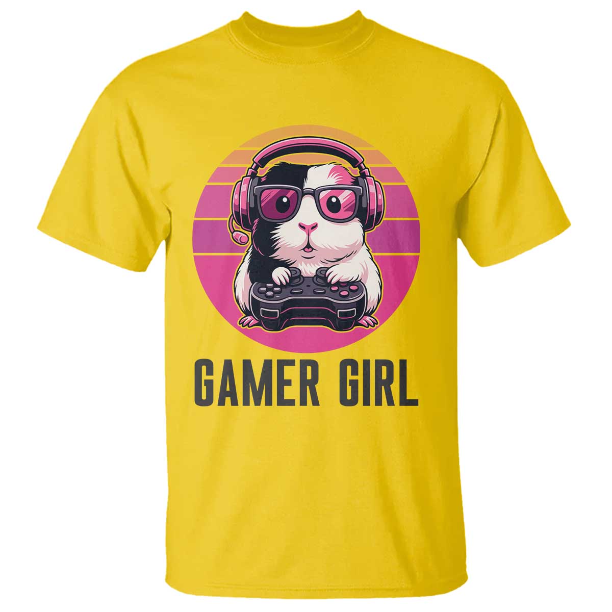 Funny Guinea Pig Video Game Rodent Lover T Shirt Gamers Girl Sunset Retro Gift TS12 Daisy Print Your Wear