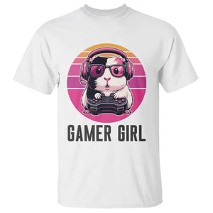Funny Guinea Pig Video Game Rodent Lover T Shirt Gamers Girl Sunset Retro Gift TS12 White Print Your Wear