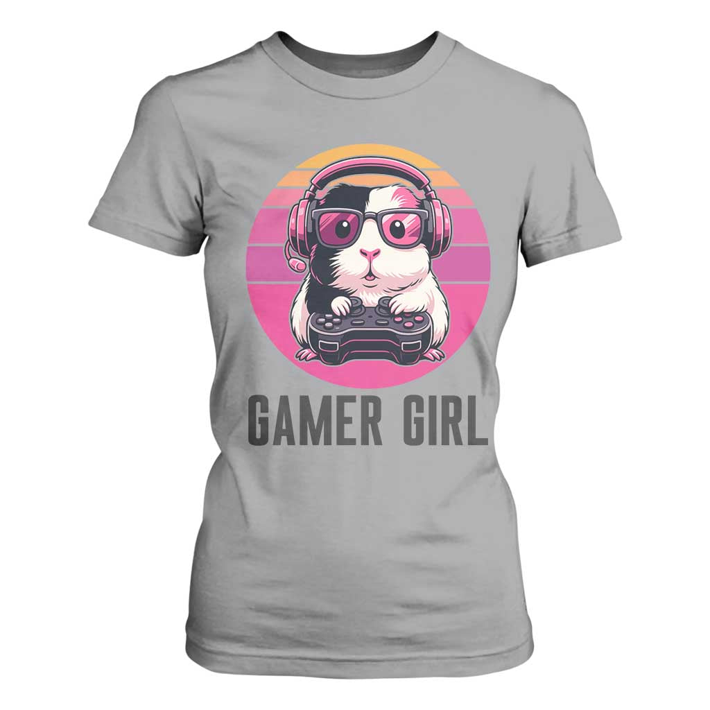 Funny Guinea Pig Video Game Rodent Lover T Shirt For Women Gamers Girl Sunset Retro Gift TS12 Sport Gray Print Your Wear