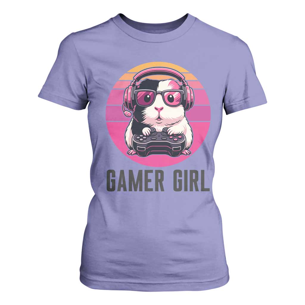 Funny Guinea Pig Video Game Rodent Lover T Shirt For Women Gamers Girl Sunset Retro Gift TS12 Violet Print Your Wear