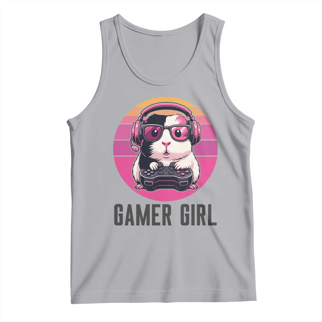 Funny Guinea Pig Video Game Rodent Lover Tank Top Gamers Girl Sunset Retro Gift TS12 Athletic Heather Print Your Wear