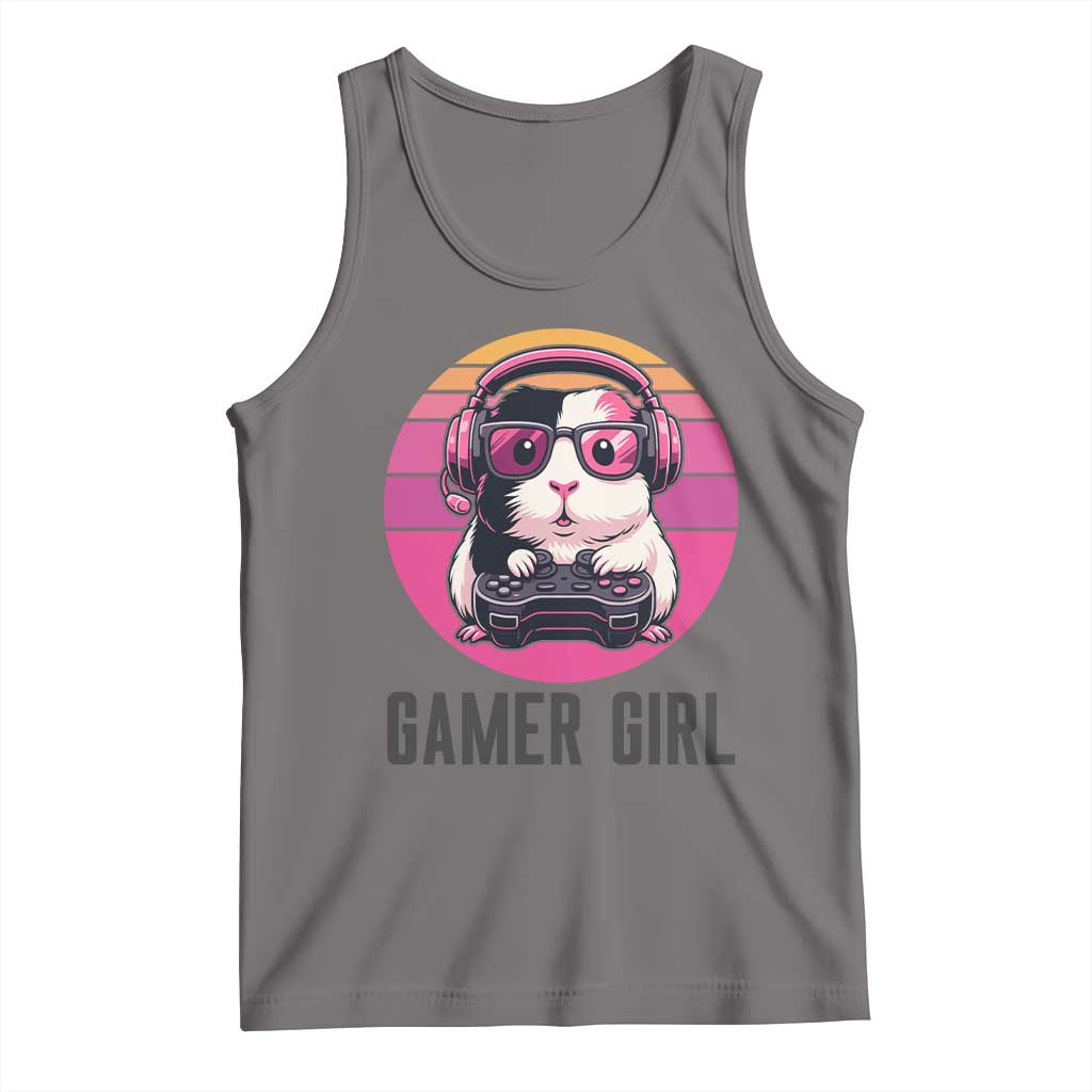 Funny Guinea Pig Video Game Rodent Lover Tank Top Gamers Girl Sunset Retro Gift TS12 Deep Heather Print Your Wear