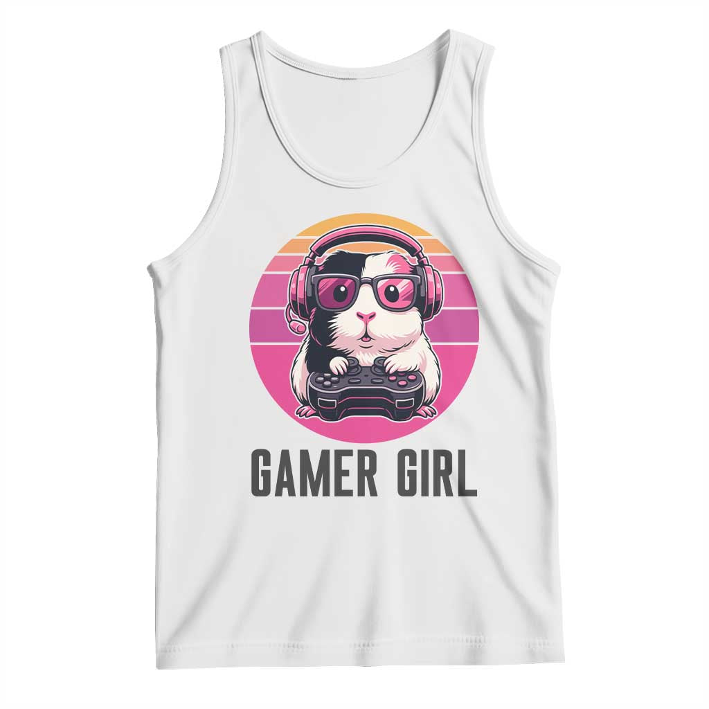 Funny Guinea Pig Video Game Rodent Lover Tank Top Gamers Girl Sunset Retro Gift TS12 White Print Your Wear