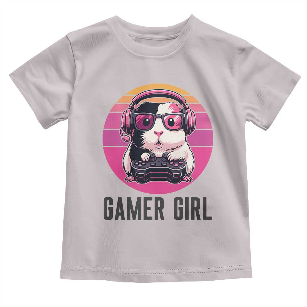 Funny Guinea Pig Video Game Rodent Lover Toddler T Shirt Gamers Girl Sunset Retro Gift TS12 Ice Gray Print Your Wear