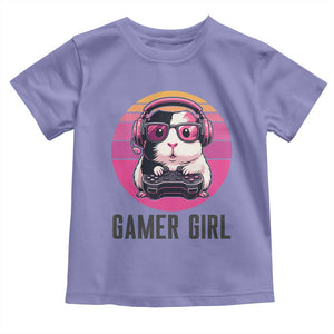 Funny Guinea Pig Video Game Rodent Lover Toddler T Shirt Gamers Girl Sunset Retro Gift TS12 Violet Print Your Wear