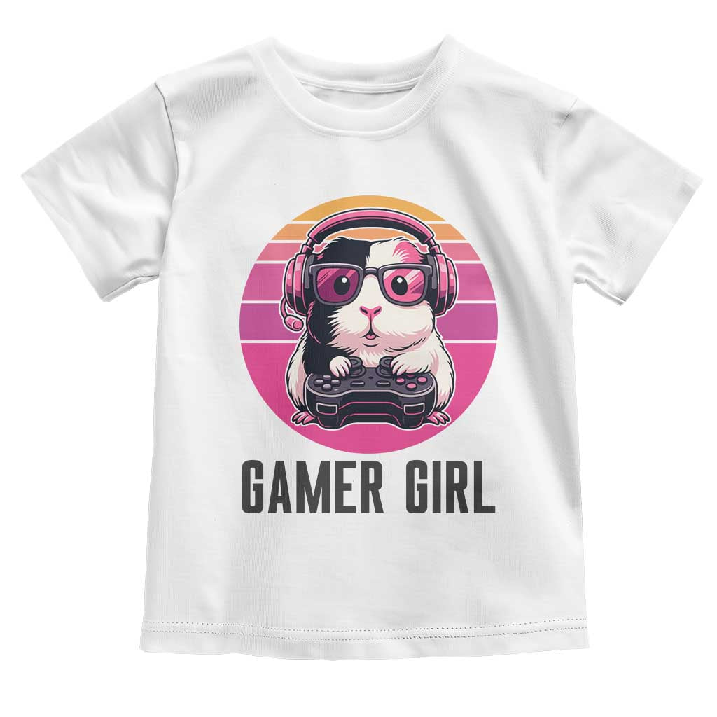 Funny Guinea Pig Video Game Rodent Lover Toddler T Shirt Gamers Girl Sunset Retro Gift TS12 White Print Your Wear