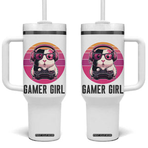 Funny Guinea Pig Video Game Rodent Lover Tumbler With Handle Gamers Girl Sunset Retro Gift TS12 One Size: 40 oz White Print Your Wear
