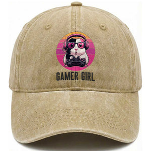 Funny Guinea Pig Video Game Rodent Lover Washed Cotton Baseball Cap Gamers Girl Sunset Retro Gift TS12 Print Your Wear