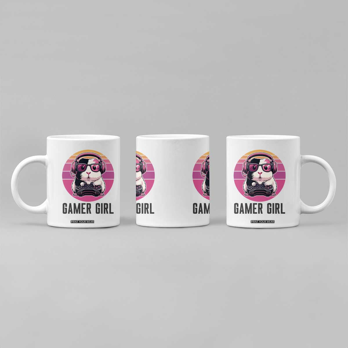 Funny Guinea Pig Video Game Rodent Lover Coffee Mug Gamers Girl Sunset Retro Gift TS12 Print Your Wear
