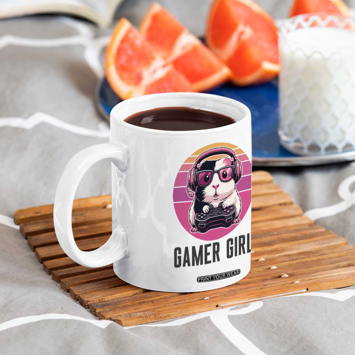 Funny Guinea Pig Video Game Rodent Lover Coffee Mug Gamers Girl Sunset Retro Gift TS12 Print Your Wear