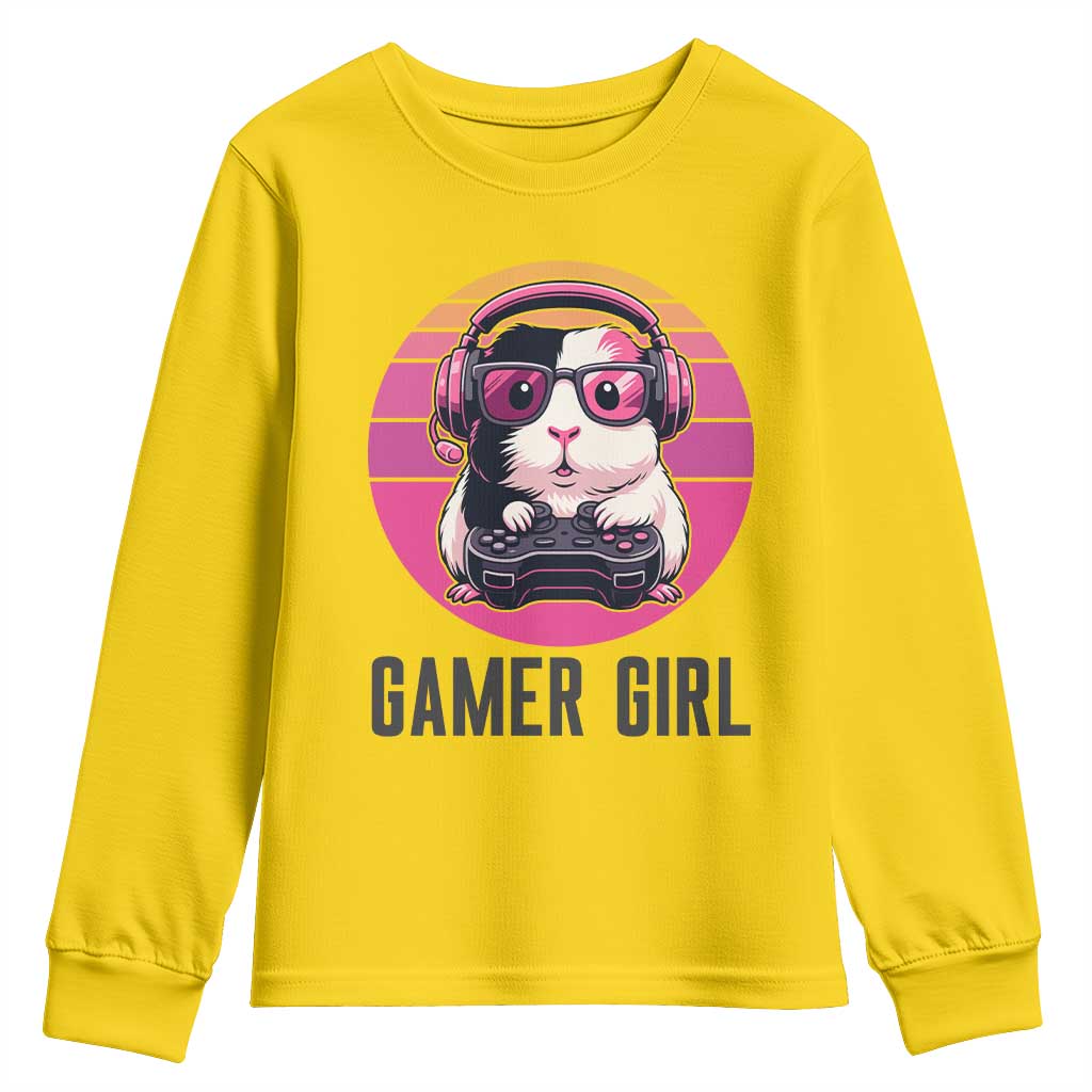 Funny Guinea Pig Video Game Rodent Lover Youth Sweatshirt Gamers Girl Sunset Retro Gift TS12 Daisy Print Your Wear