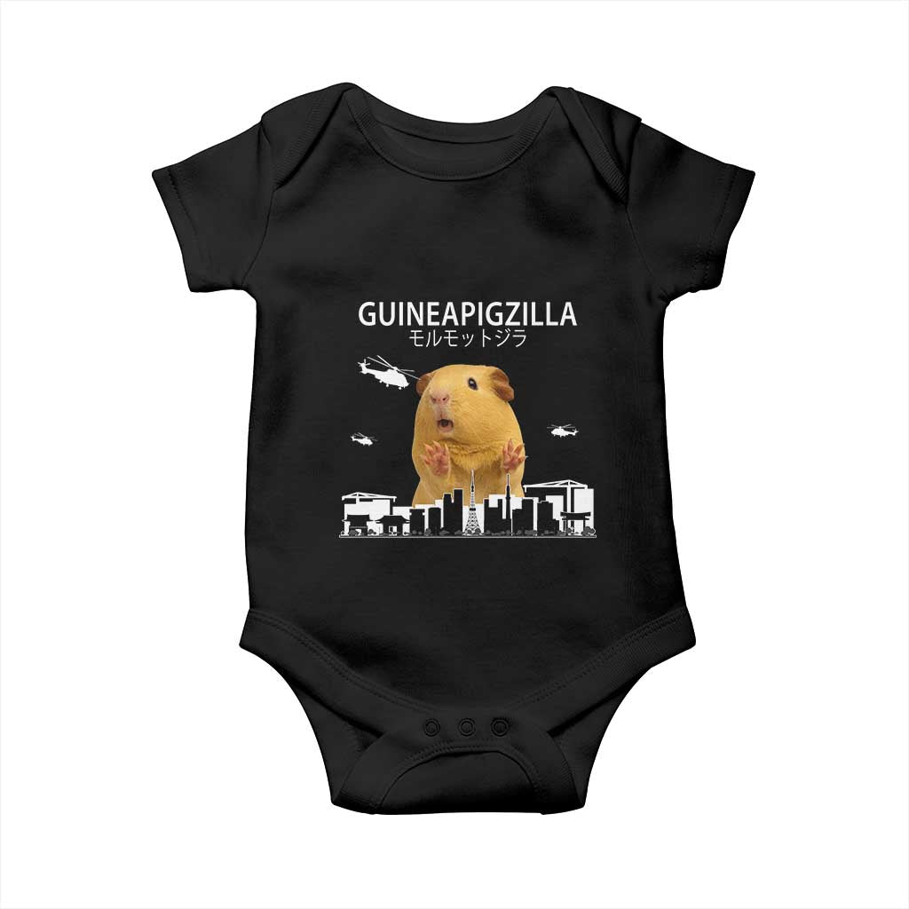 Funny Giant Guinea Pig Monster Roaring Tokyo Japan Baby Onesie Guineapigzilla TS12 Black Print Your Wear