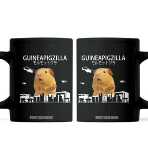 Funny Giant Guinea Pig Monster Roaring Tokyo Japan Coffee Mug Guineapigzilla TS12 Black Print Your Wear