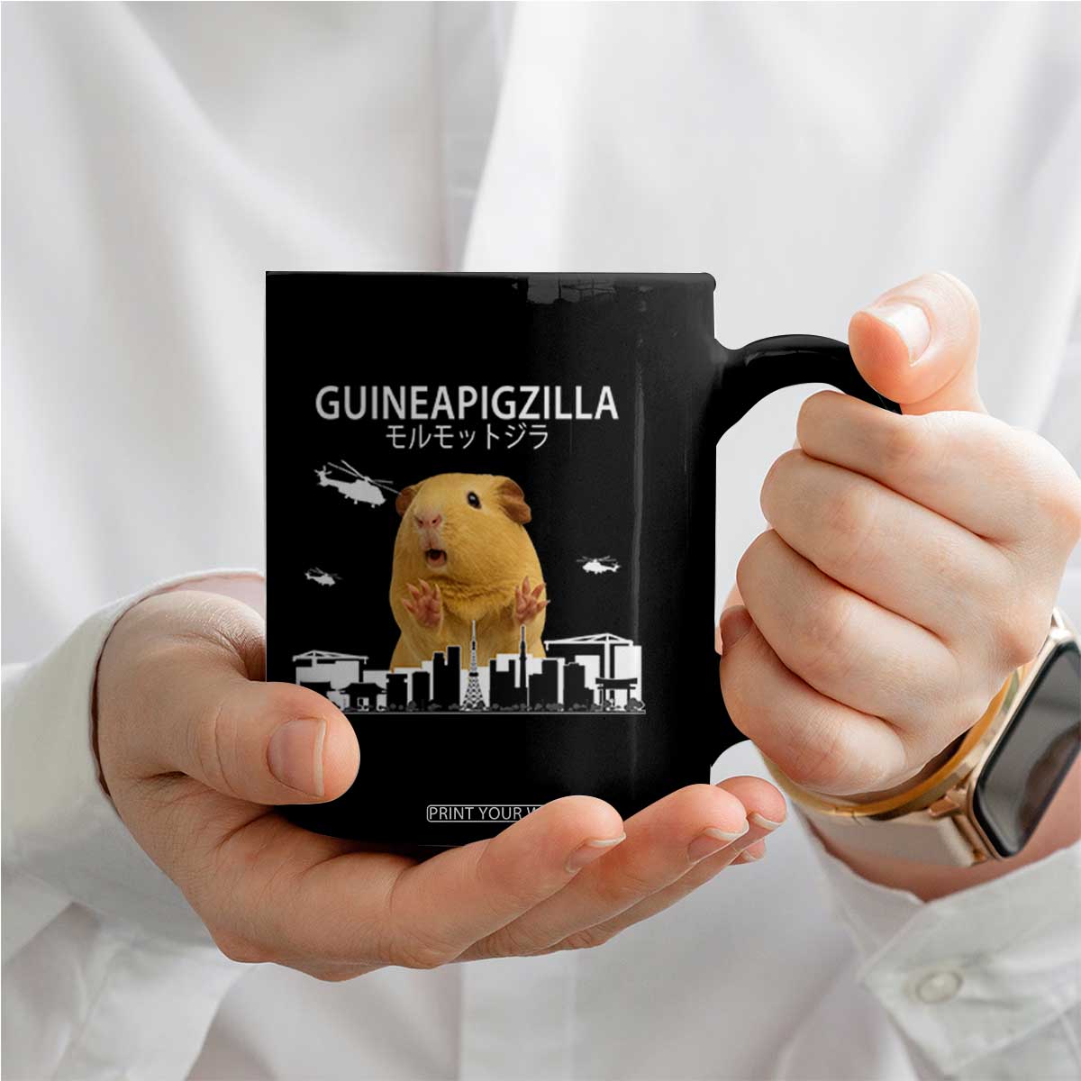 Funny Giant Guinea Pig Monster Roaring Tokyo Japan Coffee Mug Guineapigzilla TS12 Print Your Wear
