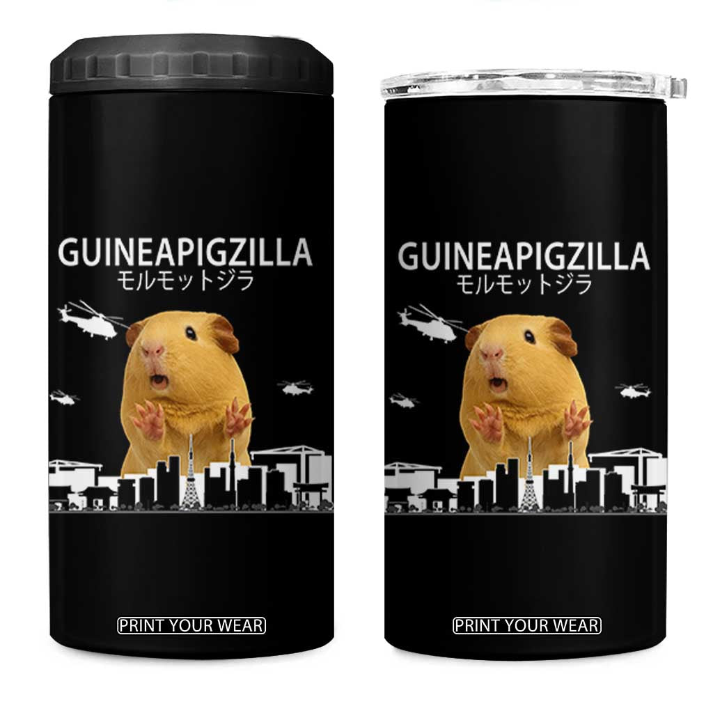 Funny Giant Guinea Pig Monster Roaring Tokyo Japan 4 in 1 Can Cooler Tumbler Guineapigzilla TS12 One Size: 16 oz Black Print Your Wear
