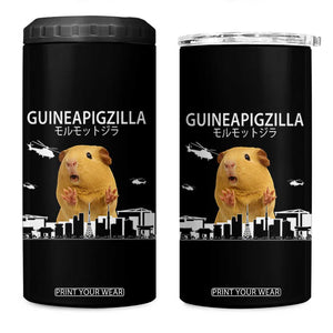 Funny Giant Guinea Pig Monster Roaring Tokyo Japan 4 in 1 Can Cooler Tumbler Guineapigzilla TS12 One Size: 16 oz Black Print Your Wear