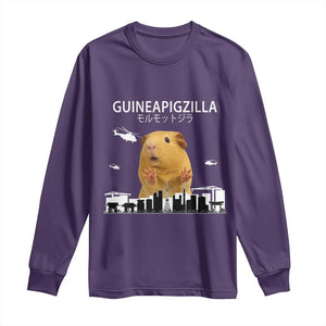 Funny Giant Guinea Pig Monster Roaring Tokyo Japan Long Sleeve Shirt Guineapigzilla TS12 Purple Print Your Wear