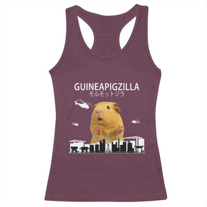 Funny Giant Guinea Pig Monster Roaring Tokyo Japan Racerback Tank Top Guineapigzilla TS12 Maroon Print Your Wear