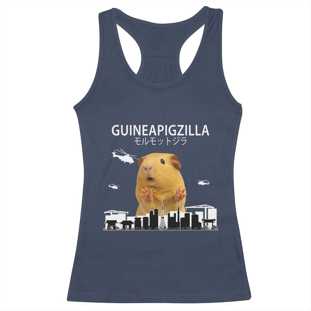 Funny Giant Guinea Pig Monster Roaring Tokyo Japan Racerback Tank Top Guineapigzilla TS12 Navy Print Your Wear