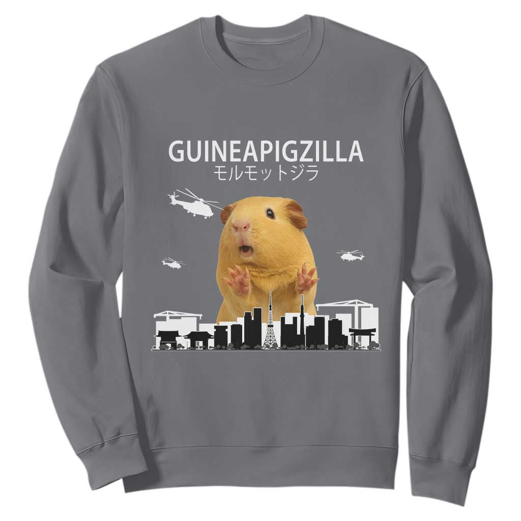 Funny Giant Guinea Pig Monster Roaring Tokyo Japan Sweatshirt Guineapigzilla TS12 Charcoal Print Your Wear