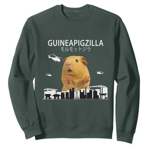 Funny Giant Guinea Pig Monster Roaring Tokyo Japan Sweatshirt Guineapigzilla TS12 Dark Forest Green Print Your Wear