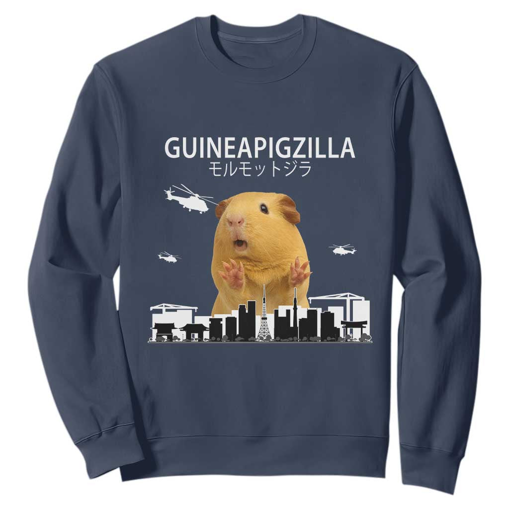 Funny Giant Guinea Pig Monster Roaring Tokyo Japan Sweatshirt Guineapigzilla TS12 Navy Print Your Wear