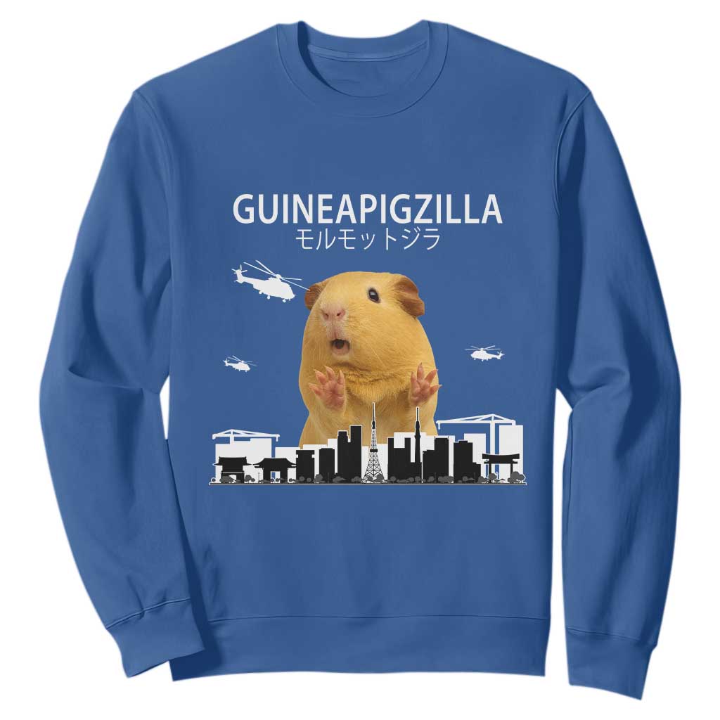 Funny Giant Guinea Pig Monster Roaring Tokyo Japan Sweatshirt Guineapigzilla TS12 Royal Blue Print Your Wear