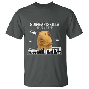 Funny Giant Guinea Pig Monster Roaring Tokyo Japan T Shirt Guineapigzilla TS12 Dark Heather Print Your Wear