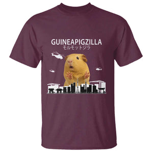 Funny Giant Guinea Pig Monster Roaring Tokyo Japan T Shirt Guineapigzilla TS12 Maroon Print Your Wear