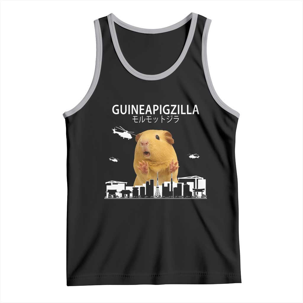 Funny Giant Guinea Pig Monster Roaring Tokyo Japan Tank Top Guineapigzilla TS12 Black Athletic Heather Print Your Wear