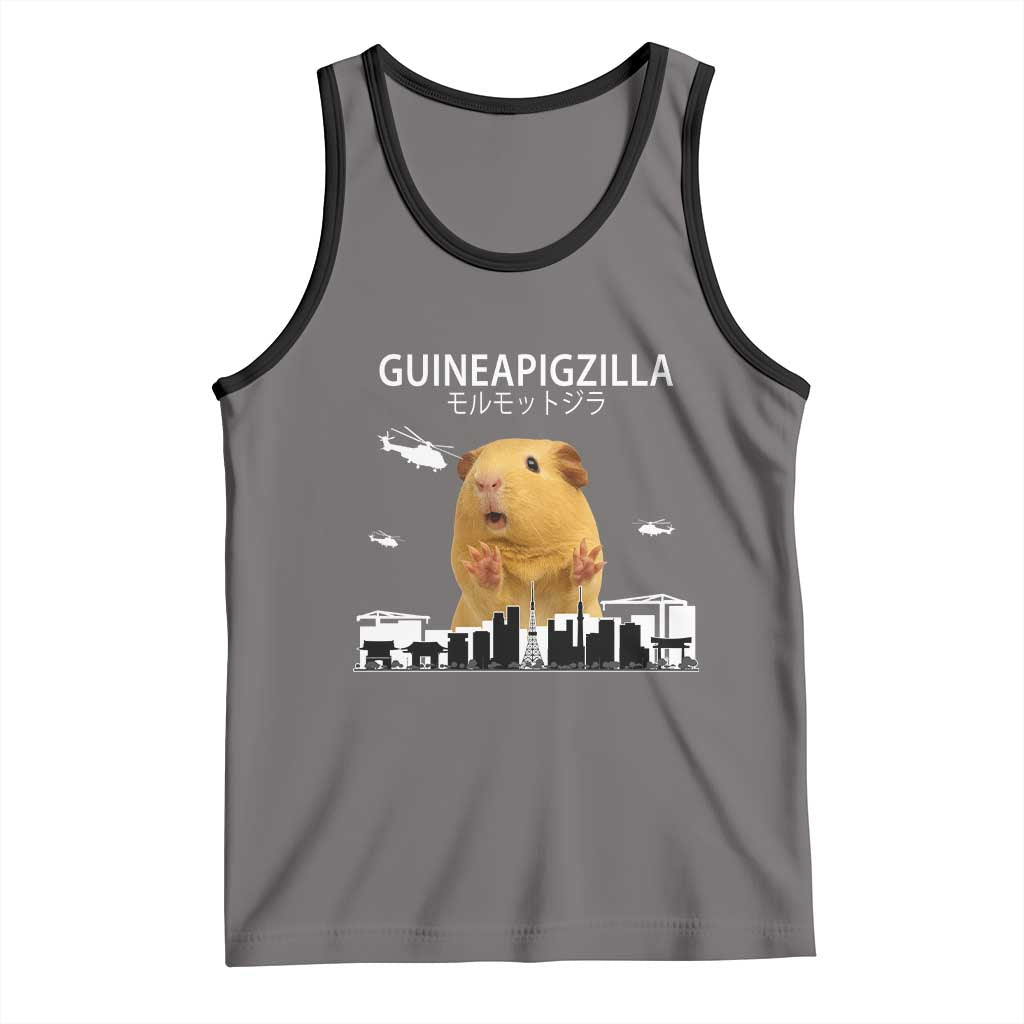 Funny Giant Guinea Pig Monster Roaring Tokyo Japan Tank Top Guineapigzilla TS12 Deep Heather Black Print Your Wear