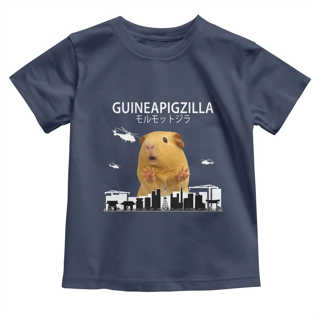 Funny Giant Guinea Pig Monster Roaring Tokyo Japan Toddler T Shirt Guineapigzilla TS12 Navy Print Your Wear