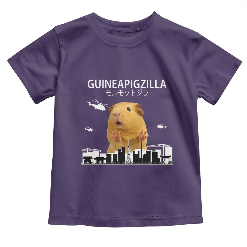 Funny Giant Guinea Pig Monster Roaring Tokyo Japan Toddler T Shirt Guineapigzilla TS12 Purple Print Your Wear