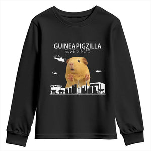 Funny Giant Guinea Pig Monster Roaring Tokyo Japan Youth Sweatshirt Guineapigzilla TS12 Black Print Your Wear